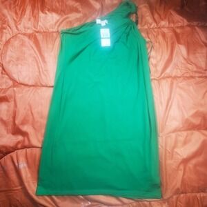 NWT‎ Michael Kors One Shoulder Draped Dress Size Large Palmetto Green MSRP: $120